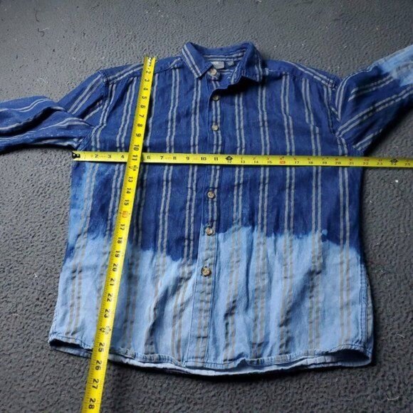 ASOS Ombre Denim Button Shirt Mens XS Extra Small Long Sleeve Blue Y2k - Picture 6 of 10